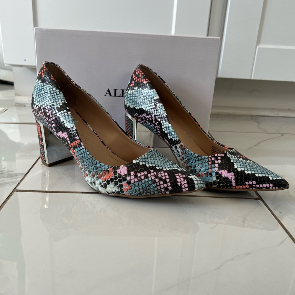 Alfani Women's Size 8 Jensonn Block-Heel Pumps Snake Skin Design